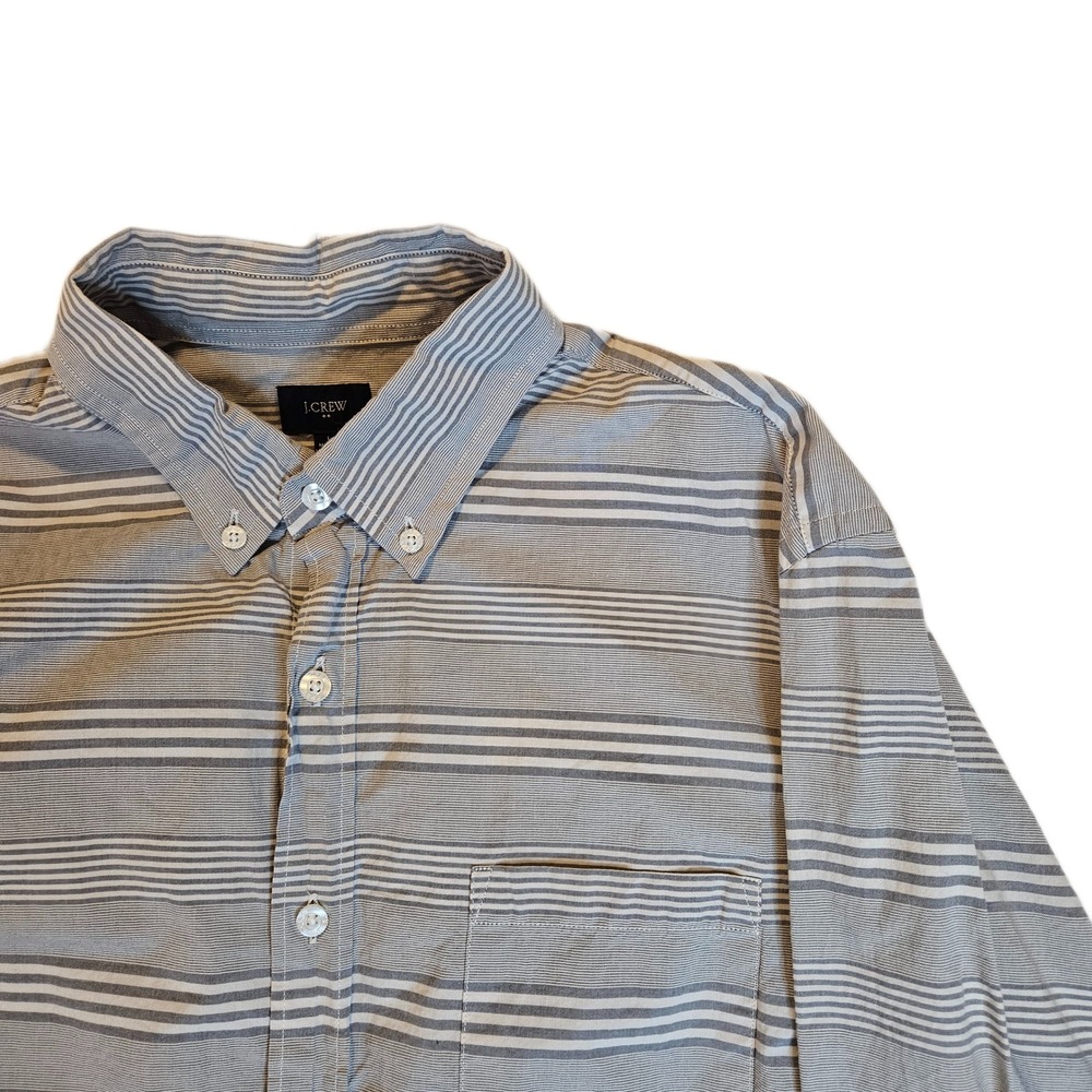 J. Crew‎ Size Large Gray Striped Button-Up Shirt